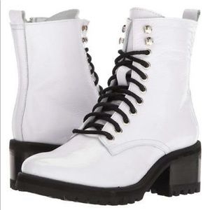 White platform combat boots